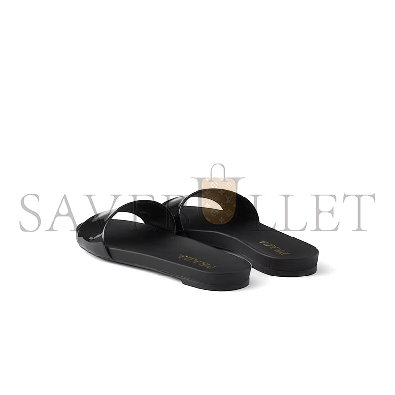 PRADA PATENT LEATHER SLIDES 1XX798